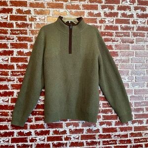L. L. Bean Lambswool Waterfowl Lined Quarter Zip Sweater. Men’s M